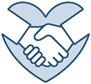 Hand shake heart icon