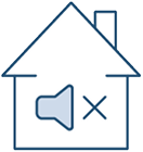 house with sound off icon